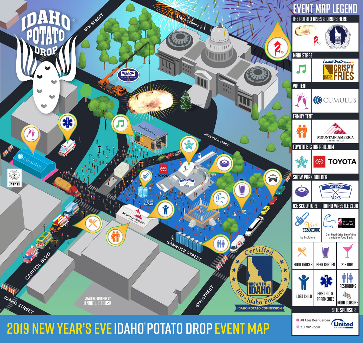 Idaho Potato Drop Event Map Boise, ID New Years Eve