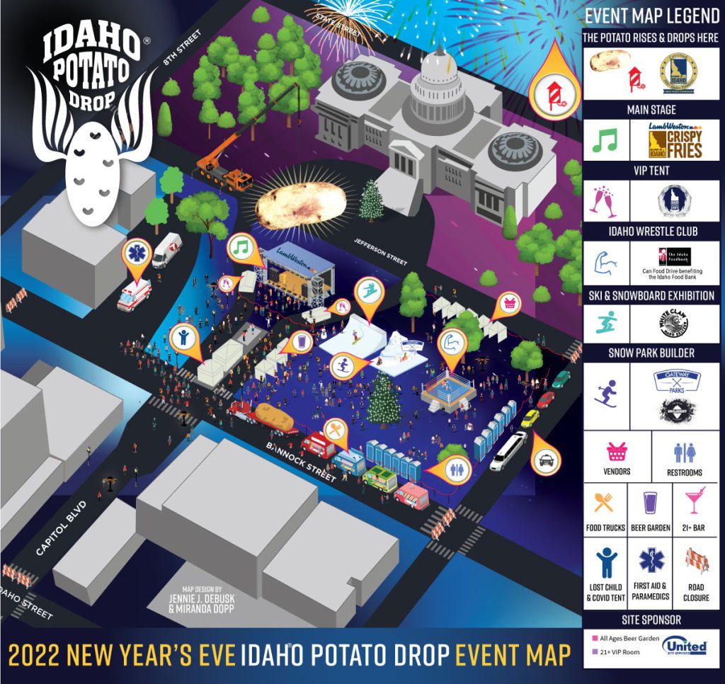 Idaho Potato Drop Event Map Boise, ID New Years Eve