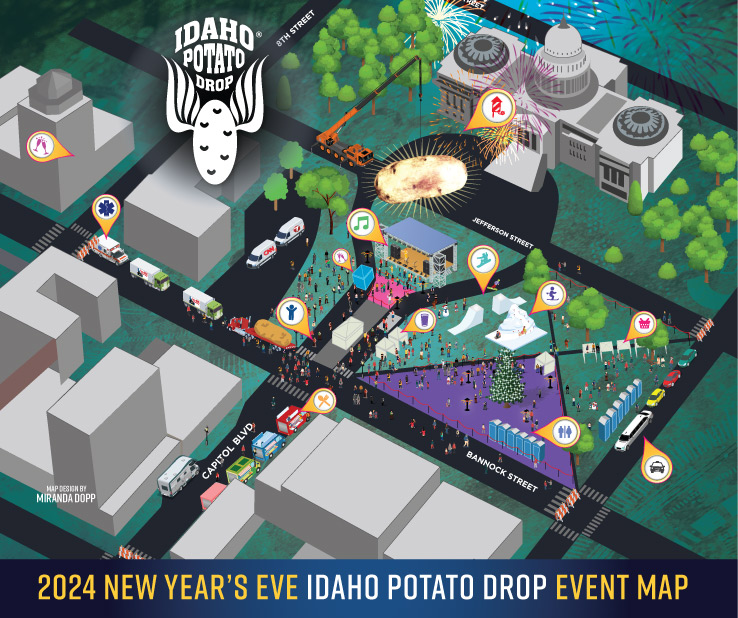 Idaho Potato Drop Event Map Boise, ID New Years Eve