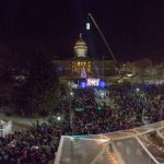 A Crane Hoisting the Potato above the Idaho State Capitol